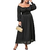 EYWOL Womens Plus Size Formal Wedding Guest Dress,Long Sleeve Elegant Flowy Spring Dresses Maxi Dress for Cocktail Party Prom