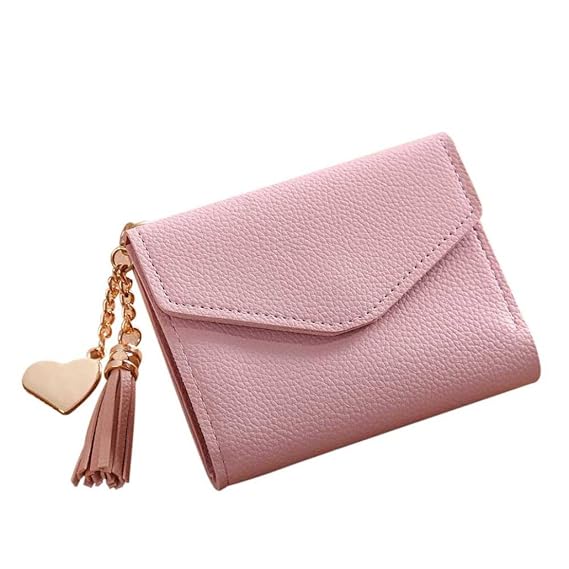 SuperSU Damen Einfach Elegant Mini Portemonnaie einfache kurze Brieftasche Damen Kleine Clutch Handtasche Quaste Geldbörse Ka