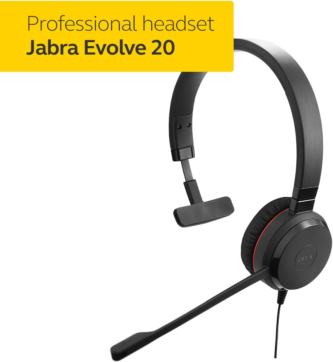 Jabra Evolve 20 UC Mono Headset, Unified Communications Headphones for VoIP Softphone with Passive Noise Cancellation - Image 3