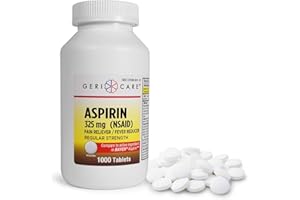GeriCare Aspirin Tablets 325mg - Pain Reliever and Fever Reducer Uncoated Aspirins for Adults & Kids 12+ (NSAID) Great for Headache, Toothache, Arthritis, Menstrual & Muscle Pain (Bottle of 1,000)