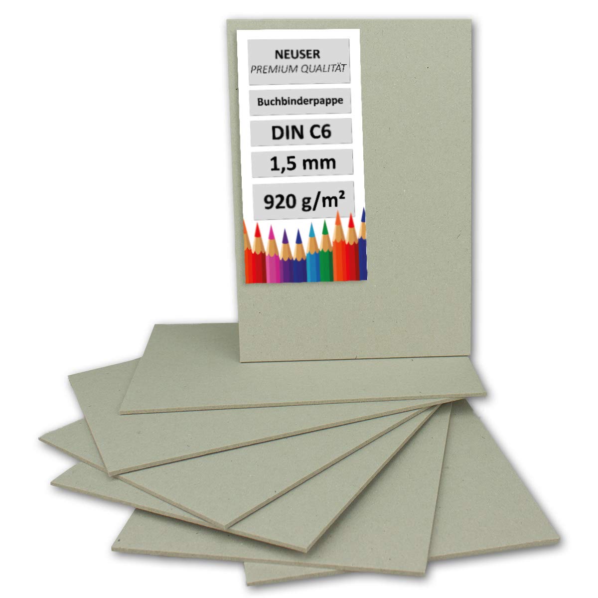 NEUSER PAPIER 20 pieces of bookbinding cardboard DIN C6 Thickness 1.5 mm (0.15 cm) Grammage: 920 g/m² Format: 10.5 x 15 cm Color: Grey-Brown