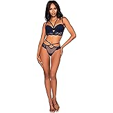 Dreamgirl womens Scalloped Lace Plunge Bra Set
