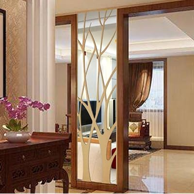 Iuhan Mirror Art Mural Wall Sticker, Modern Mirror Style Removable Decal Art Mural Wall Sticker Home Room DIY Decor Silver