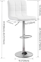 Panana Height Adjustable Cuban Bar Stool White PU Backrest 360° Swivel view 9