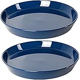 Plant Saucer 8 Inch, 2 Pack Large Plant Saucers Ceramic Tray 8 inch (7.3" Inner) for Flower Pot, Classic Sturdy Planter Water Catcher Tray for Plant Base, Blue