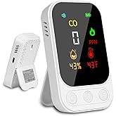 Portable Carbon Monoxide Detector for Travel, CO Detector with HD Screen&Indicator Visual&Audible Alarm, Rechargeable 3-in-1