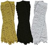 juDanzy 3 Pair Baby Girl Leg Warmers black, gold, silver rouched ruffle
