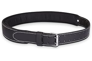 FUERI Premium Grain Leather Tool Work belt | Foam Padded Thick Leather Work Belt | Framers Tools Belt Built for Carpenter, Mechanic and Electrician (2150-Black)
