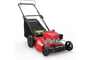 PowerSmart Lawn Mower Gas Powered, 21-Inch 144cc Engine 2-in-1 Walk-Behind Push Lawn Mower, Oil Included