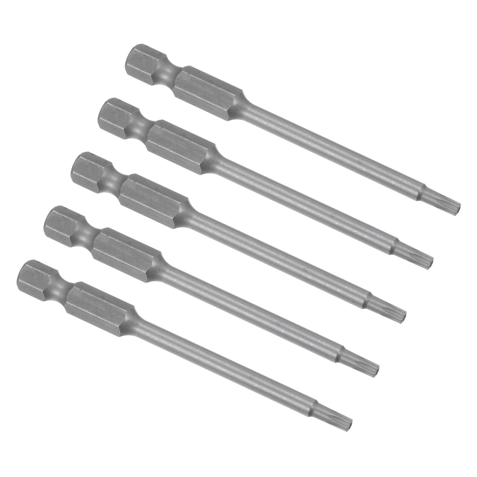 CoCud Magnetic Torx Screwdriver Bit, T10 75mm Length 1/4" Hex Shank, S2 Steel Star 6 Point Drill Driver Tamper Proof - (Applications: for Auto Repair), 5-Pieces