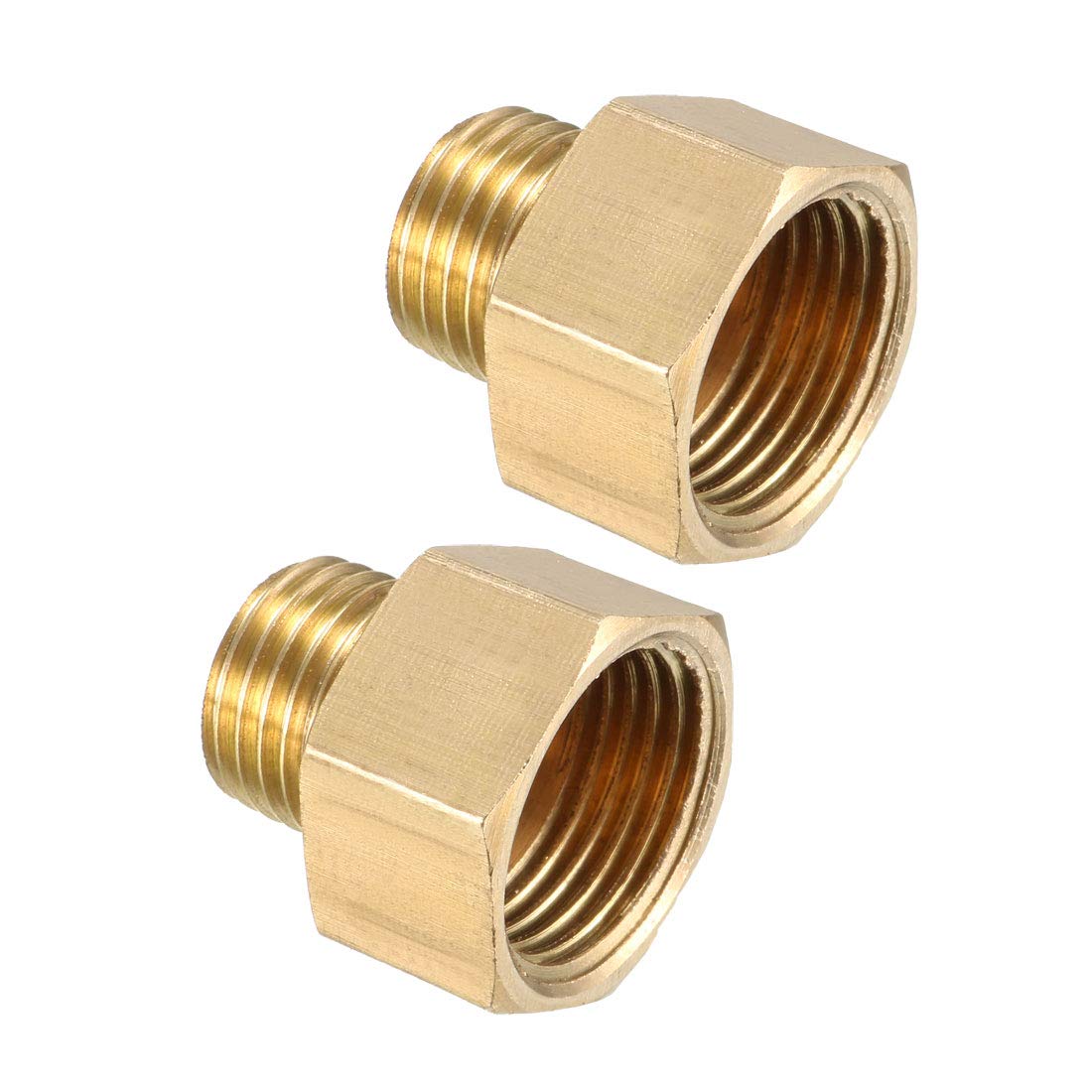 sourcing map Brass Threaded Pipe Fitting G1/4 Male x G3/8 Female Coupling 2pcs