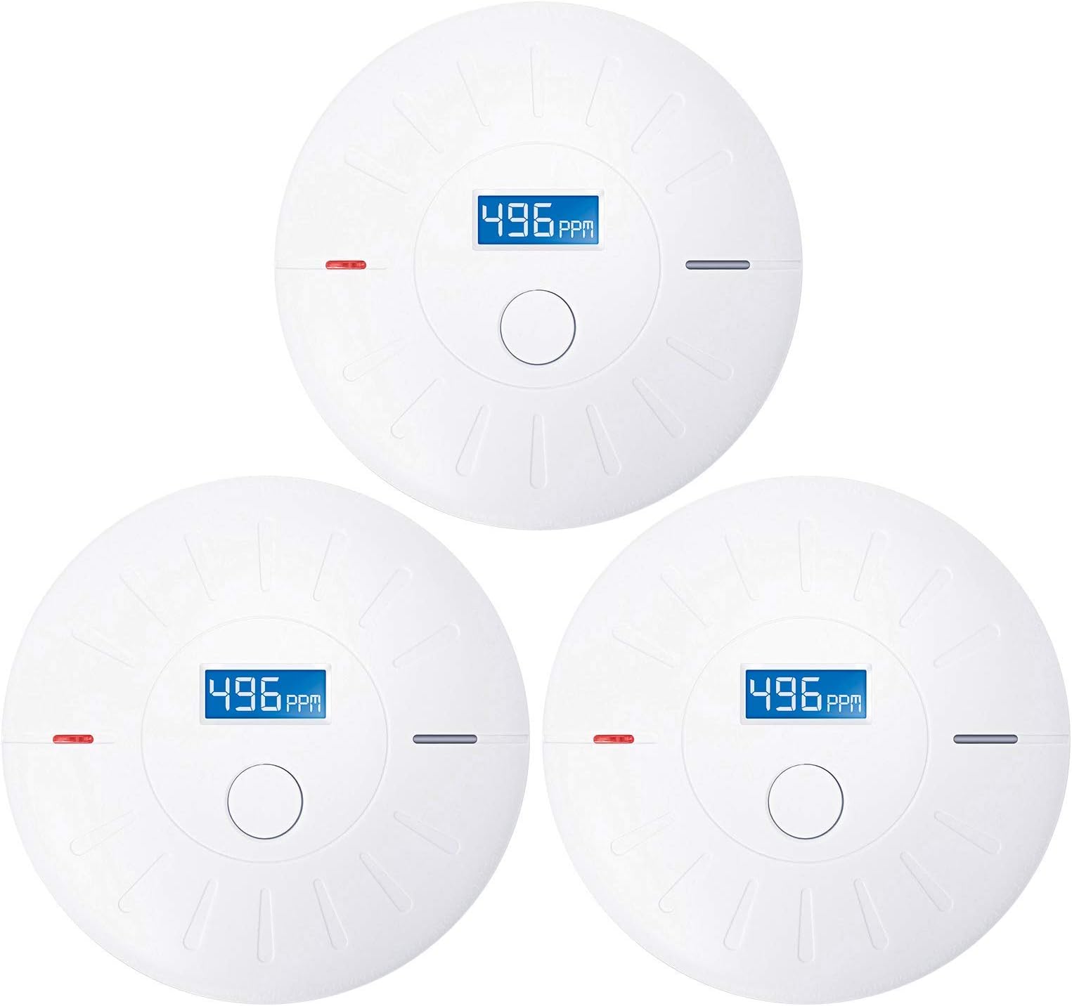 3 Pack Combination Smoke and Carbon Monoxide Detector 10 Year Battery Operated with Digital Display, Travel Portable Photoelectric Fire&Co Alarm for Home, Kitchen
