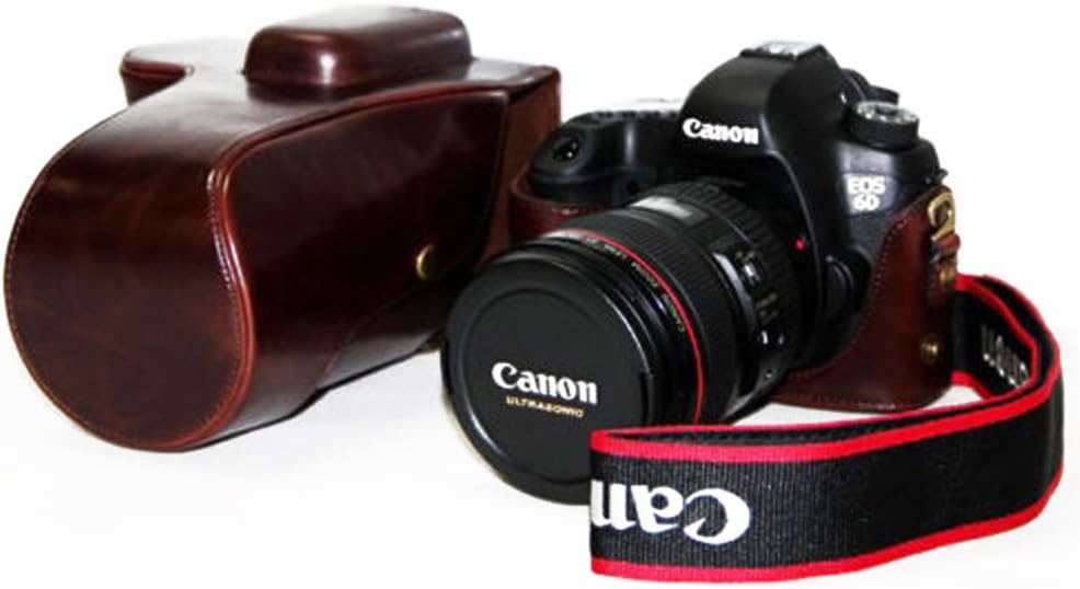 zdMoon Coffee Leather Camera case bag for Canon EOS 6D Digital SLR