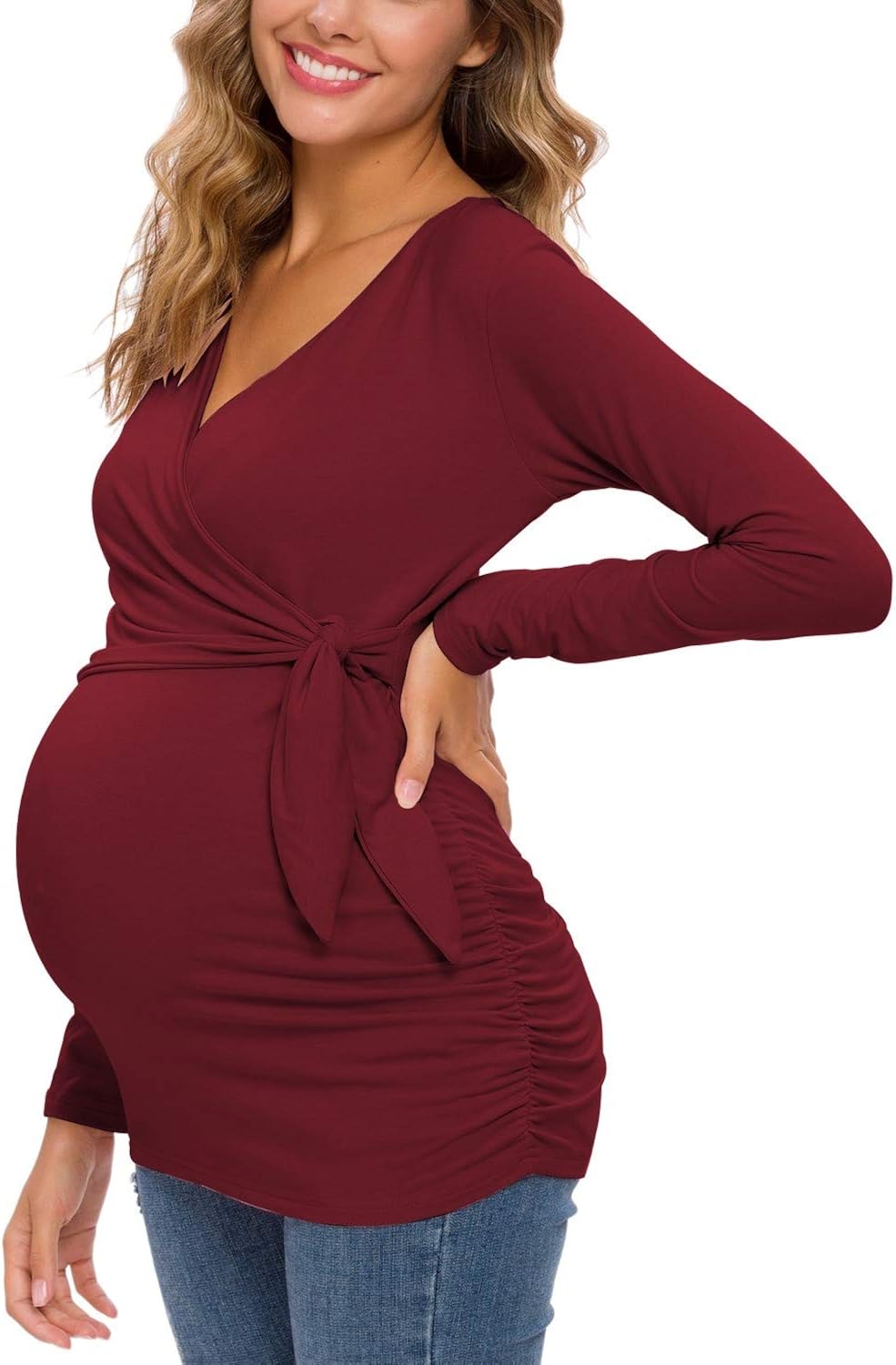 Glampunch Womens Maternity Shirts Short/&Long Sleeve V-Neck Comformation Cute Maternity Tops