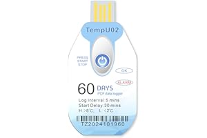 Tzone Temperature Data Logger USB with PDF Report Single Use Thermometer Logger 1 Pack, Disposable Temp Recorder 60 Days in-Transit IP67 Waterproof, TempU02 Datalogger for Cold Chain Transportation