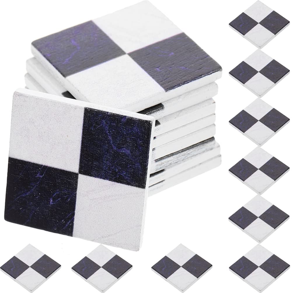 Kisangel 1 12 Scale Dollhouse Flooring 27pcs Dollhouse Miniature Mosaic Floor Tile Sheet Miniature Flooring Simulation Mini Doll House Accessories for Child - Black and White — image 1