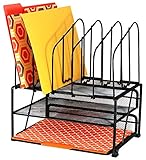 DecoBros Mesh Desk Organizer with Double Tray and 5 Upright Sections (Office Product)