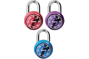 Master Lock 1533TRI Mini Combination Locks in Blue, Purple, and Pink, 3-Pack