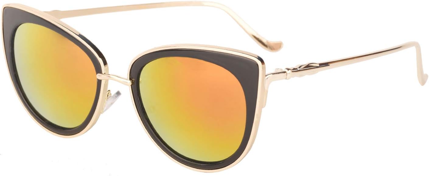 TrendyMateWomen Metal Cute Cat Eye Mirror Sunglasses Fashion Eyewear