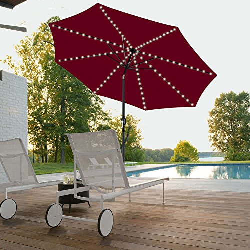 Patio Umbrella String Light Remote Control 104 LED Copper Wire Decor Lights Battery Operated Warm White