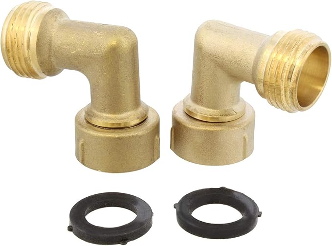 Dumble 90 Degree Garden Hose Elbow Fitting 2pk with 4 Washers Outdoor