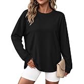 Oversized Long Sleeve Shirts for Women Graphic Crewneck Casual Loose Tees | Rosemia Fall Winter Casual Tshirts, Plus Size Baggy Tops, Gym Workout Basic Streetwear, Cute Maternity Tops, Daily Wear 2026