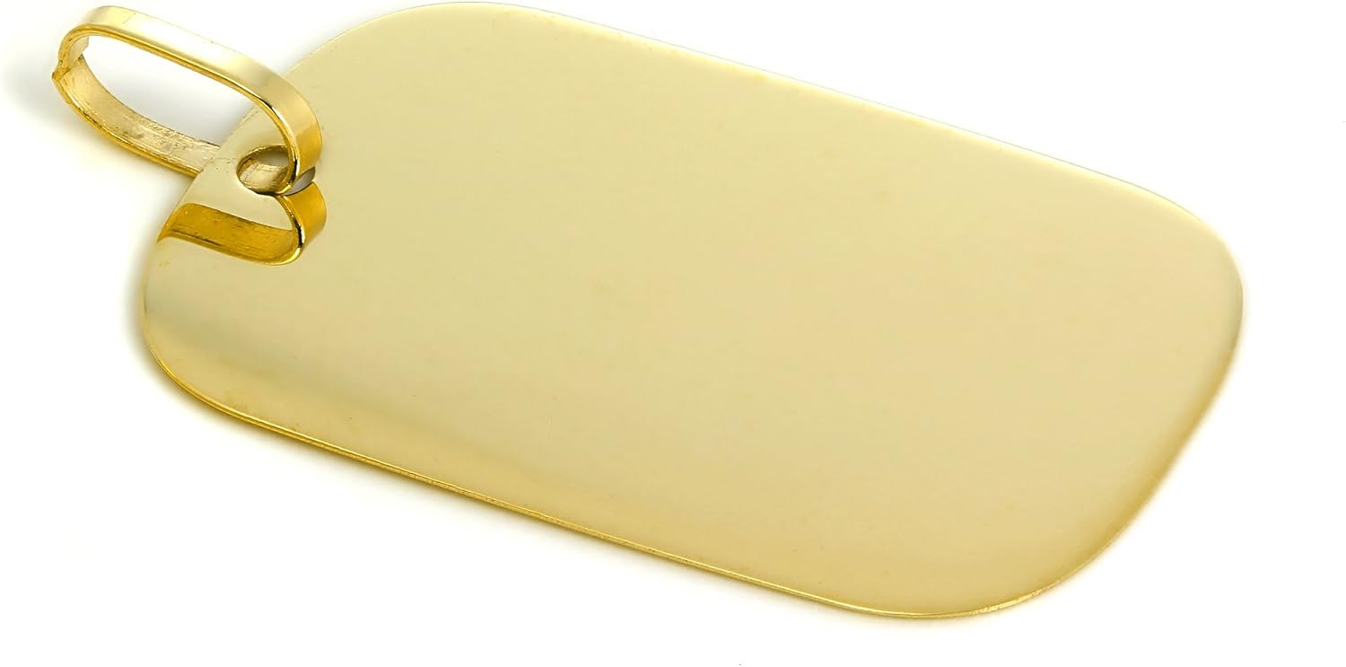 Large 9ct Gold Engravable Dog Tag Pendant Amazon.co.uk Jewellery