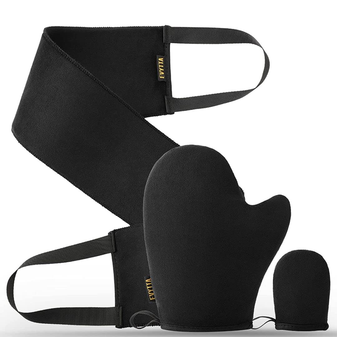 EVYTTA Luxury Velvet Tanning Mitt, Back Tanner Applicator & Mini Face Tan Mitt Kit – Streak-Free Natural Fake Tan Applicator for Body, Face & Hard-to-Reach Areas