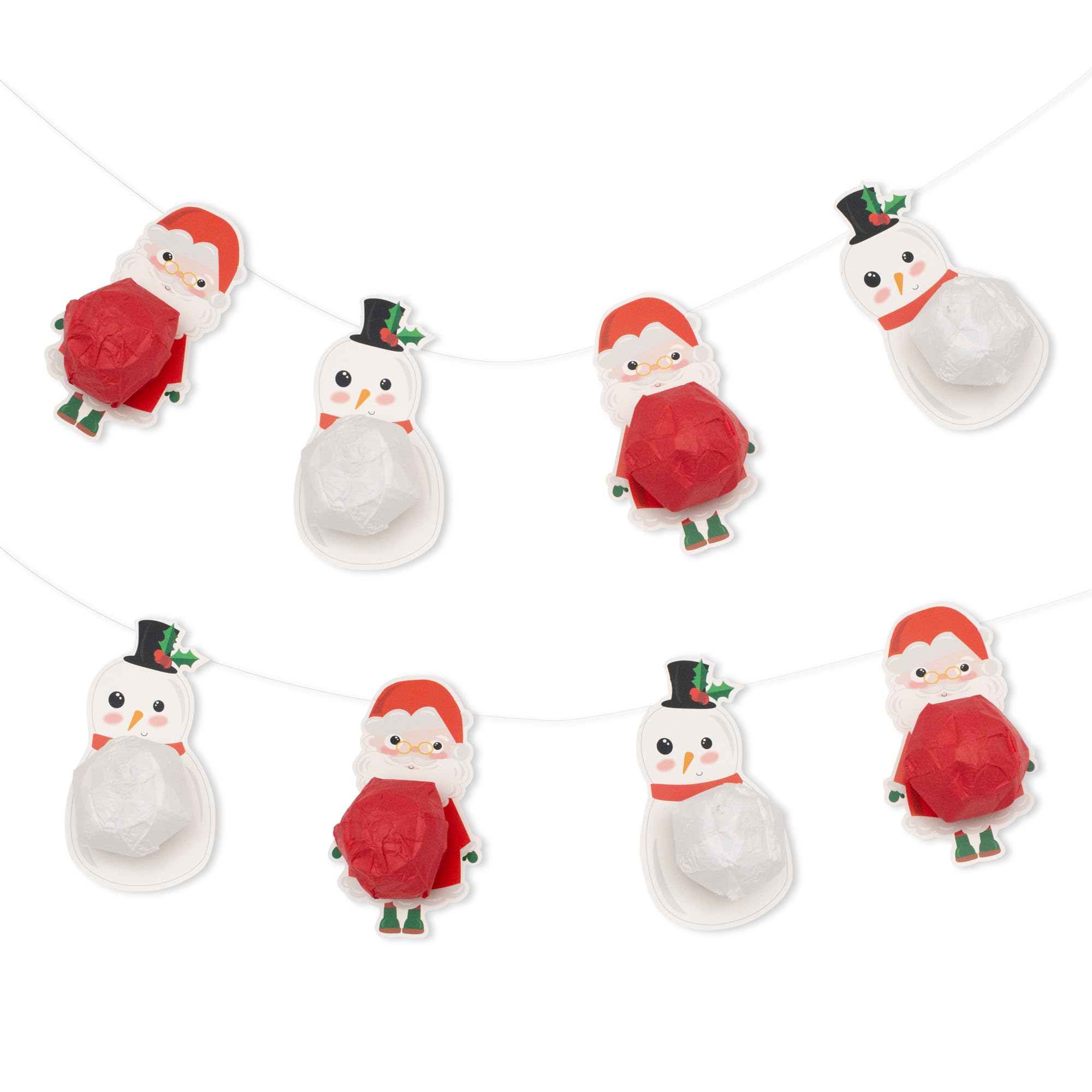 PUKKA party Christmas Paper Balloon Garland – Printed Santa and Snowman Stitched Banner with Red and White Balloons and Sticker Sheet for Festive Home and Office Celebrations for Kids & Adults