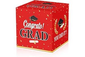 ZHIAXTON Graduation Card Box, Red Graduation Decorations 2026 Grad Party Supplies, Congrats Grad Card Boxes Holder for Party 