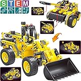 Gili Building Toys Gifts for Boys & Girls Age 6yr-12yr (Bulldozer & Tank), Construction Engineering Set for 7, 8, 9, 10 Year Old Kids Christmas Birthday, Best Educational STEM Learning Kits