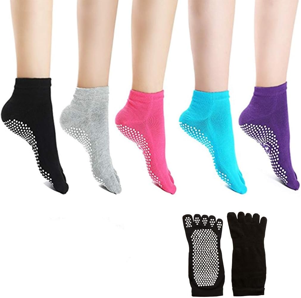 Amazon.com: Calcetines para yoga, pilates antideslizantes de ...