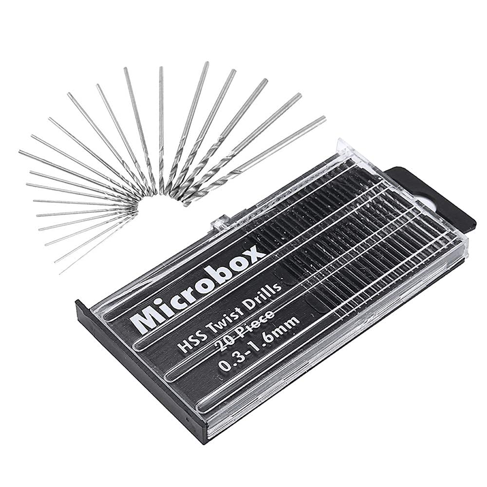 Mini Twst Drill Bit - 20pcs Mini Micro HSS Twst Drill Bit Set 0.3mm-1.6mm with Case for Wood Plastic