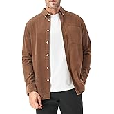 GENUWII Men's Lightweight Corduroy Button Down Shirts Casual Long Sleeved Western Overshirts Dress Shirt for Man
