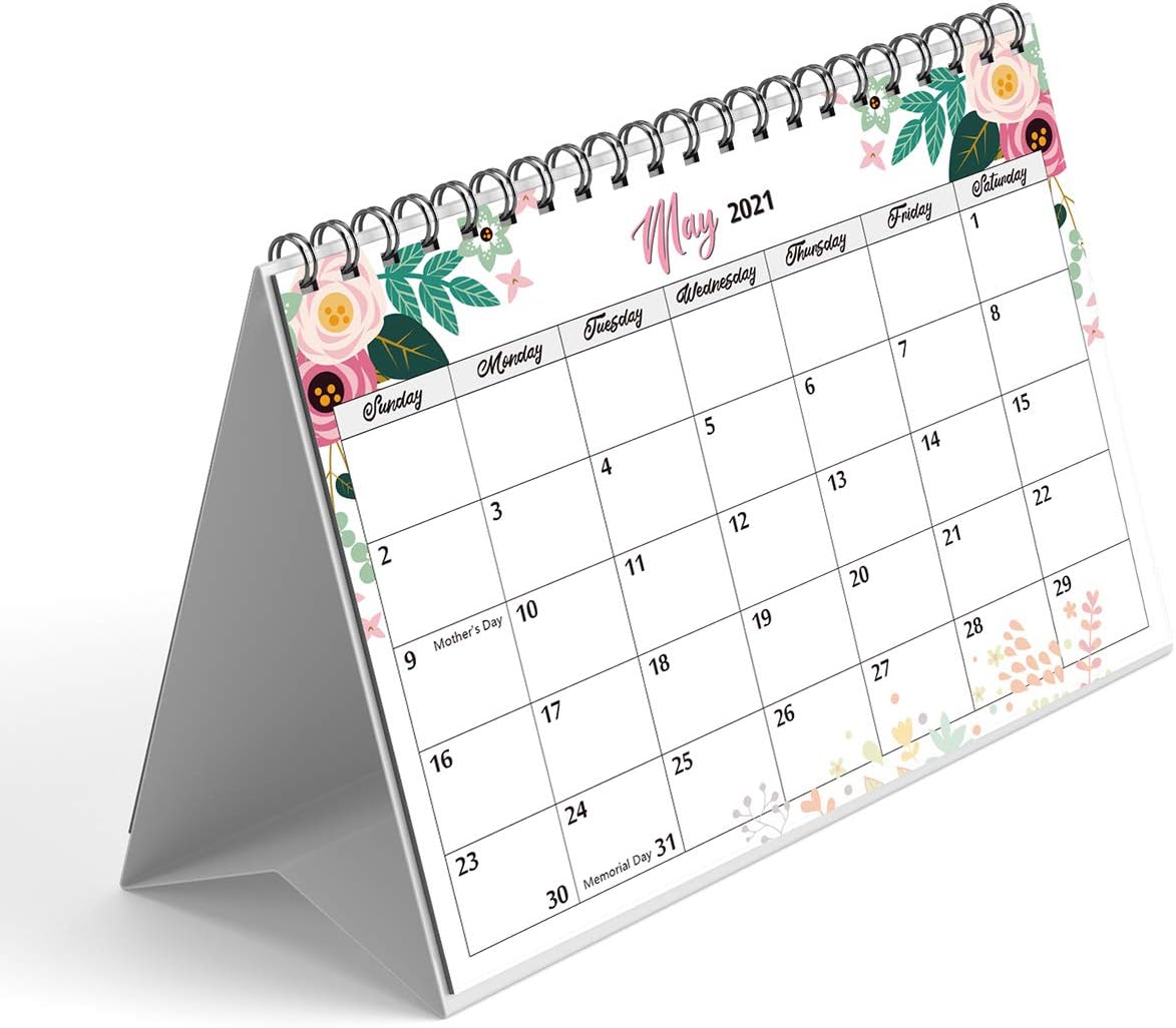 2021 Monthly Desk Pad Calendar with Stand, Twin-Wire Binding,Monthly Planners for Office,School,Family