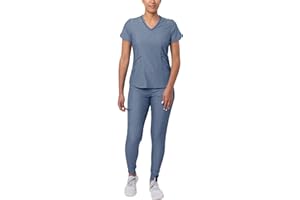 ADAR UNIFORMS Adar Pro Modern Athletic Scrub Set For Women - Modern V-Neck Scrub Top & Yoga Jogger Scrub Pants