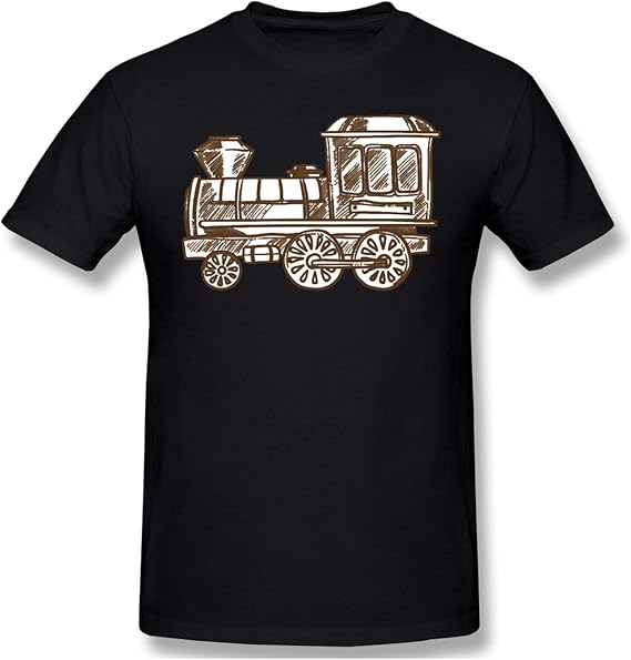 Amazon.com: Men's Basic Short Sleeve T-Shirt Vintage Train Funny Cotton
