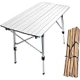 CampLand Aluminum Table Height Adjustable Folding Table Camping Outdoor Lightweight for Camping, Beach, Backyards, BBQ, Party