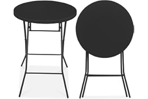 Best Choice Products 32in Bar Height Folding Table, Round Indoor Outdoor Accessory for Patio, Backyard, Dining Room, Events w/Thick Table Top, Metal Frame, Locking Legs, 330lb Weight Capacity - Black