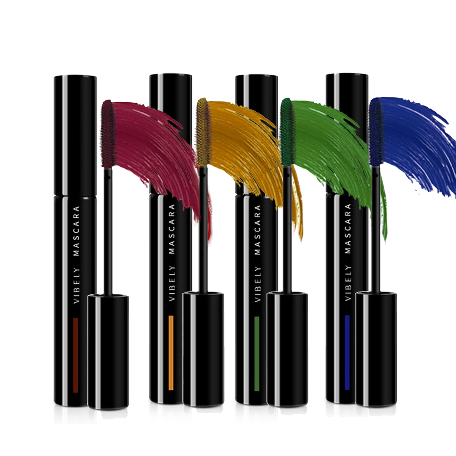 Photo 1 of MKNZOME 4 Colours Colored Mascara, Rainbow Color Mascara for Eyelashes Set Burgundy Green Blue for Eyelashes, 24H Long Lasting Charming Volumizing, Eye Makeup Gift for Women And Girls