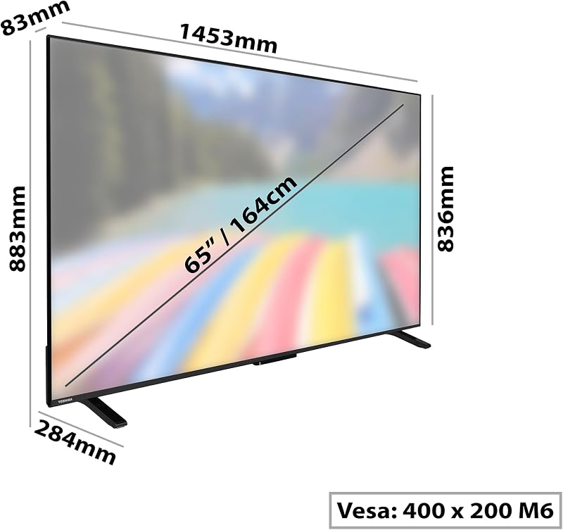 Toshiba 65uv2363dg smart tv 4k uhd de 65 ", sem moldura, com hdr10, dolby audio, compatível com alexa e google voice assistant, bluetooth