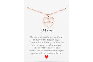 kaisinse Grandma Necklace Nanny Gift Heart Cutout Letter Nana Gigi Mimi Necklace Gift for Grandma from Grandchild with Message Card