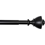 AmazonBasics 1-Inch Wall Curtain Rod with Urn Finials, 36 to 72 Inch, Black