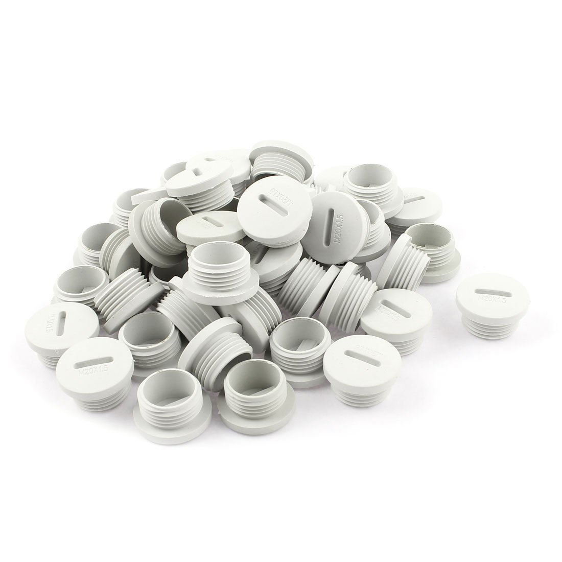 sourcingmap 50pcs Grey Nylon Round Insert Blanking Cap End Threaded M20 x 8mm