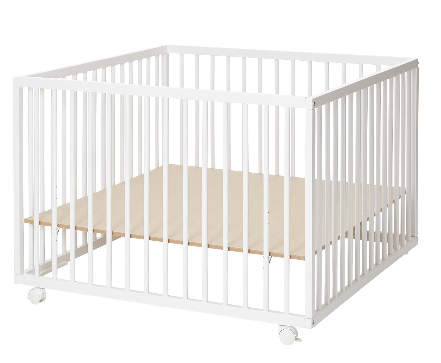 White BabyDan Large Wooden Playpen 1 m x 1 m Playpens Baby Products