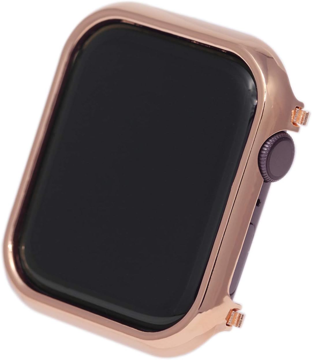 Compatible with Apple Watch Case 40mm 44mm SE Series 6/5/4 Alloy Frame Bumper Shell Bezel Base Film Smart Watch Accessories Replacement for Apple Watch 38mm 42mm 3/2/1 Screen Protector (Rose Gold, 44mm)