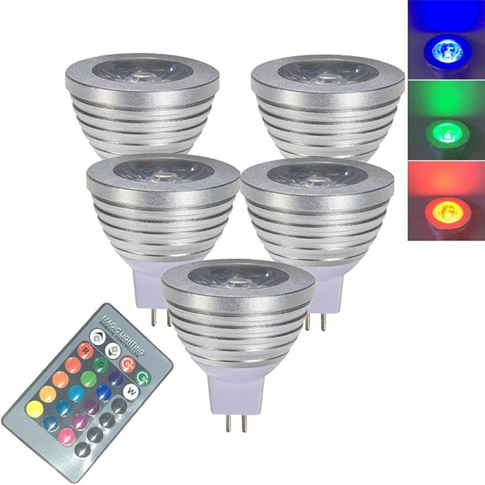 OMTO MR16 3W RGB Color Changing Spotlight with IR Remote Control Mood