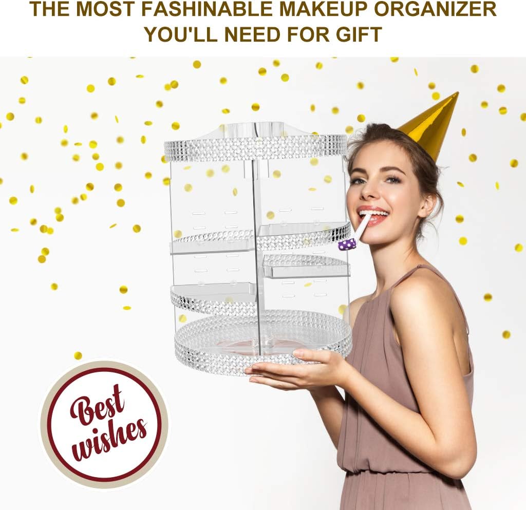 Awenia Makeup Organizer 360-Degree Rotating, Adjustable Makeup Storage, 7 Layers Large Capacity Cosmetic Storage Unit, Fits Different Types of Cosmetics and Accessories, Plus Size (Clear): Home & Kitchen