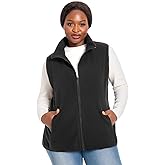 HHE Plus Size Women's Fleece Vest, 1X-5X Outerwear Lightweight Sleeveless Zip Jackets(Exclusively for Plus Size)
