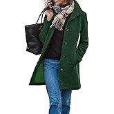 yoeasy Women's Casual Thicken Wool Blend Pea Coat Stand Collar Single Breasted Winter Mid Long Overcoat Jackets